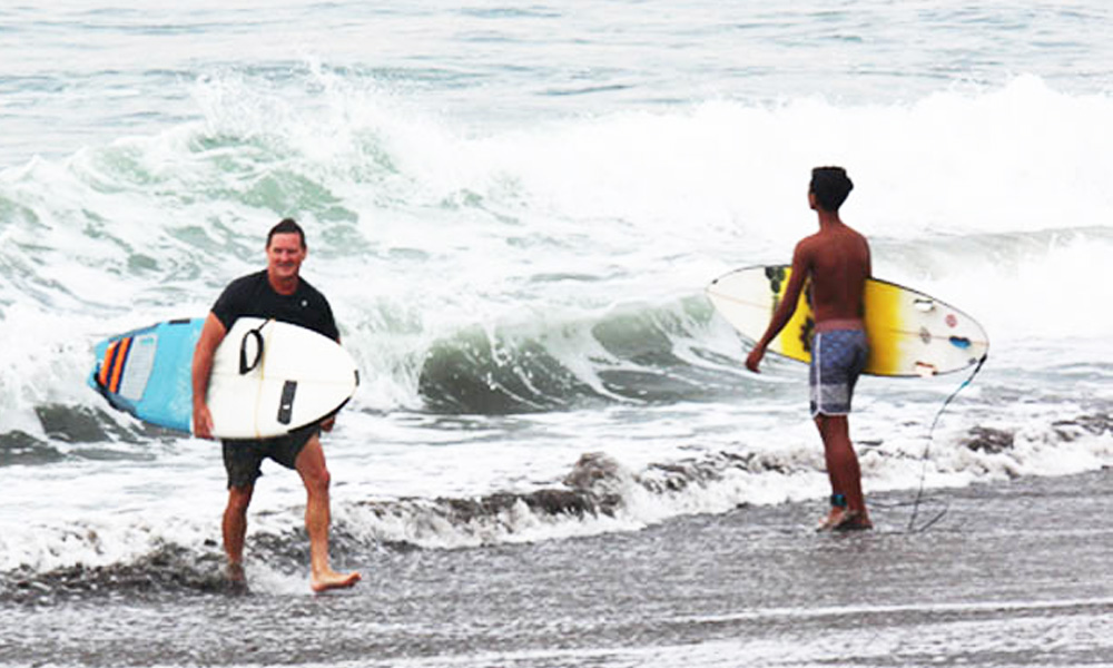 Surfing activities.