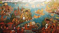 Balinese painting on the sea
