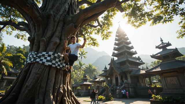 Banyan tree near a temple